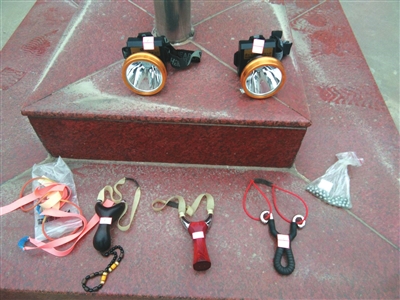 圖為被查獲的捕鳥工具。